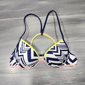 Victoria's Secret Swim Top‎ Bikini Top 34B white, blue, yellow, pink